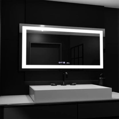 Négyszögletű LED-es tükör, 160x80 cm, Verite MotionGlow Marcello, páramentesítő rendszer, óra és hőmérő, szabályozható tükrök Marcello alapértelmezett cím Alessandro Design