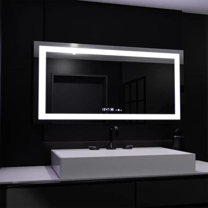 Négyszögletű LED-es tükör, 160x80 cm, Verite MotionGlow Marcello, páramentesítő rendszer, óra és hőmérő, szabályozható tükrök Marcello alapértelmezett cím Alessandro Design