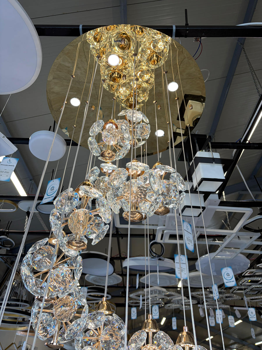 Crystal LED KILKENNY Culmino csillár, 144 W, semleges fény, átmérő 60 cm, arany modern csillárok alapértelmezett cím Alessandro Design