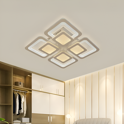LED-es csillár távirányítóval SUSAN 96W, 4 négyzet, hideg/meleg/semleges fény, szabályozható, fehér LED-es csillár távirányítóval Alapértelmezett cím Alessandro Design
