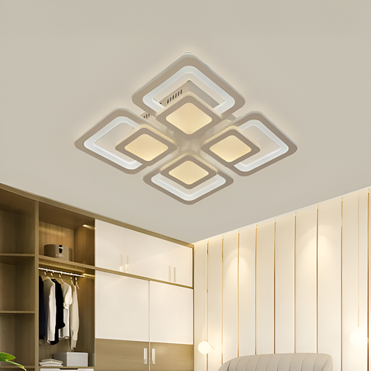 LED-es csillár távirányítóval SUSAN 96W, 4 négyzet, hideg/meleg/semleges fény, szabályozható, fehér LED-es csillár távirányítóval Alapértelmezett cím Alessandro Design