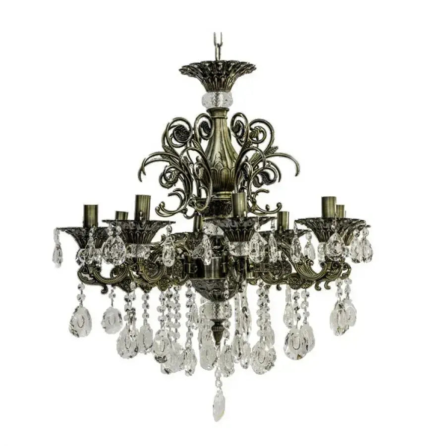 SANSSOUCI Magno kristálycsillár, 8xE14, átmérő 65 cm, antik sárgaréz klasszikus csillárok, alapértelmezett cím Alessandro Design