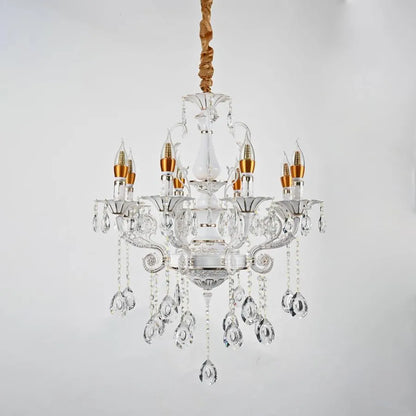 Bruhier kristálycsillár 8x E14, átmérő 65 cm, fehér arannyal, állítható magasságú klasszikus csillárok, alapértelmezett cím Alessandro Design