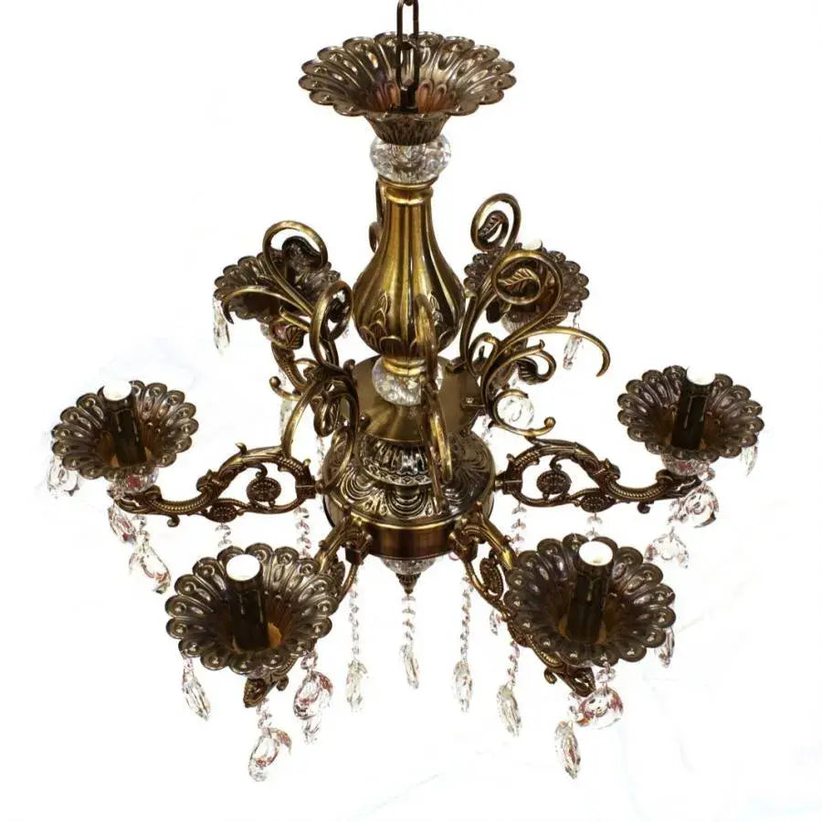 SANSSOUCI Magno kristálycsillár, 6xE14, átmérő 62 cm, antik sárgaréz klasszikus csillárok alapértelmezett cím Alessandro Design
