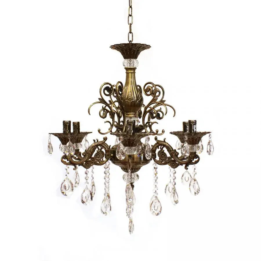 SANSSOUCI Magno kristálycsillár, 6xE14, átmérő 62 cm, antik sárgaréz klasszikus csillárok alapértelmezett cím Alessandro Design
