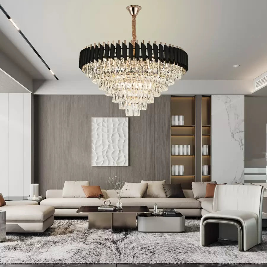 Kristály csillár VERSAILLES Supremo 12xE14, átmérő 80 cm, fényes arany és fekete, állítható magasságú kristálycsillárok alapértelmezett cím Alessandro Design