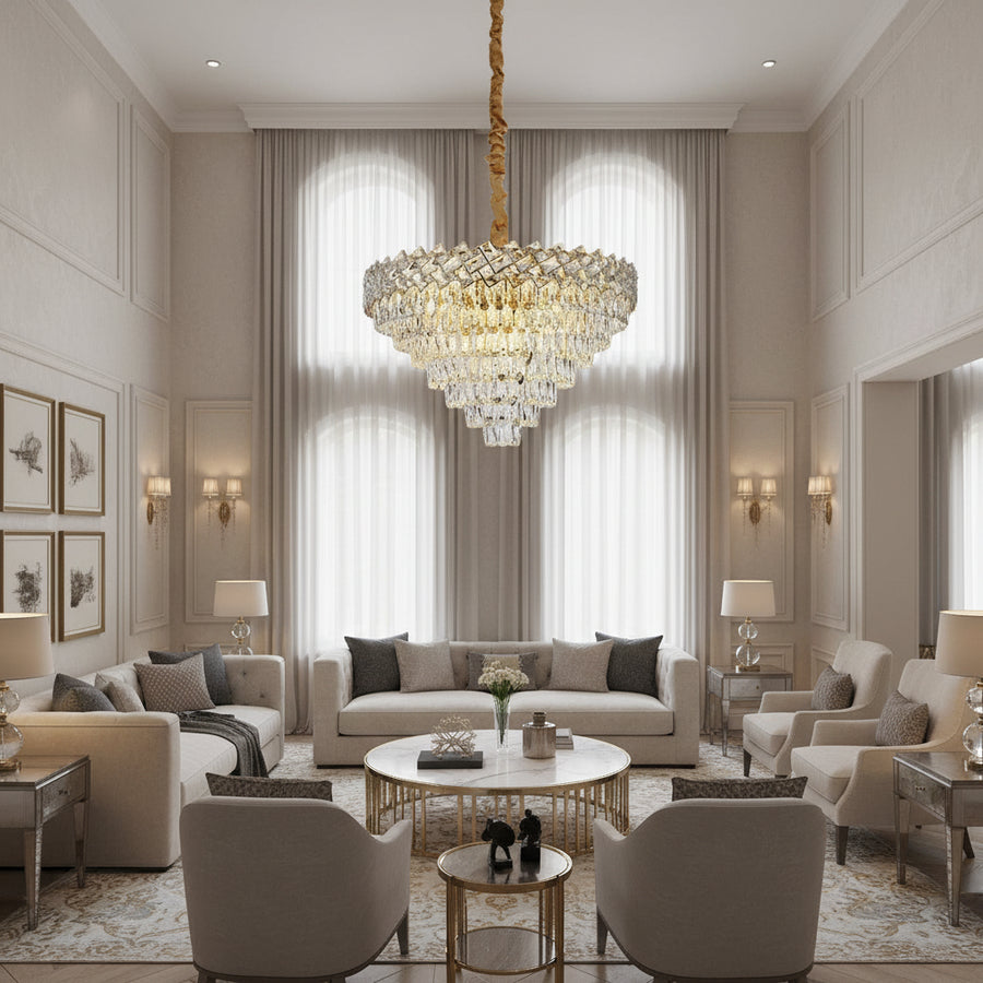 Crystal csillár WINDSOR Supremo 10xE14, átmérő 80 cm, fényes arany, állítható magasságú kristálycsillárok alapértelmezett cím Alessandro Design