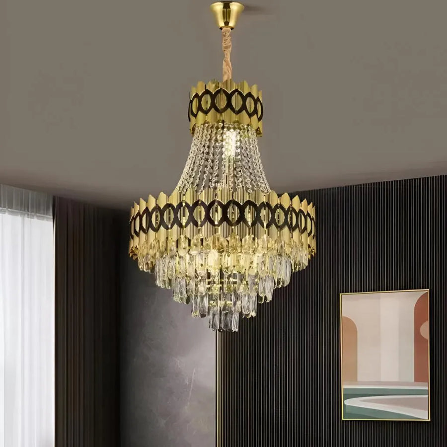 Kristály csillár Evangeline arany fekete 10XE14 állítható magasságú kristálycsillár alapértelmezett cím Alessandro Design