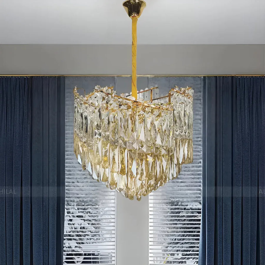 Kristály kandeláber TOPKAPI Petito 3xE27, átmérő 30 cm, fényes arany, állítható magasságú kristály kandeláber, alapértelmezett cím Alessandro Design