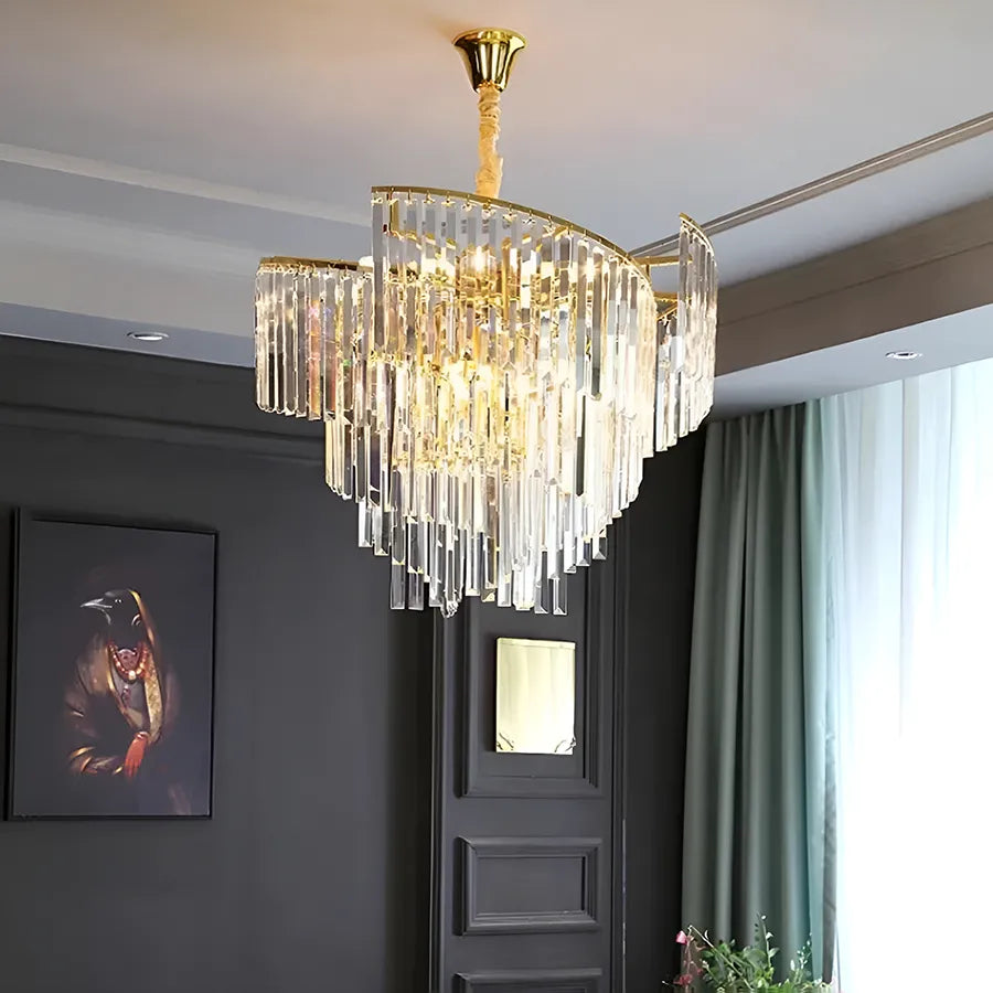 Kristály csillár TRIANON Eleganza 6x E27, átmérő 47 cm, fényes arany, állítható magasságú kristálycsillárok alapértelmezett cím Alessandro Design