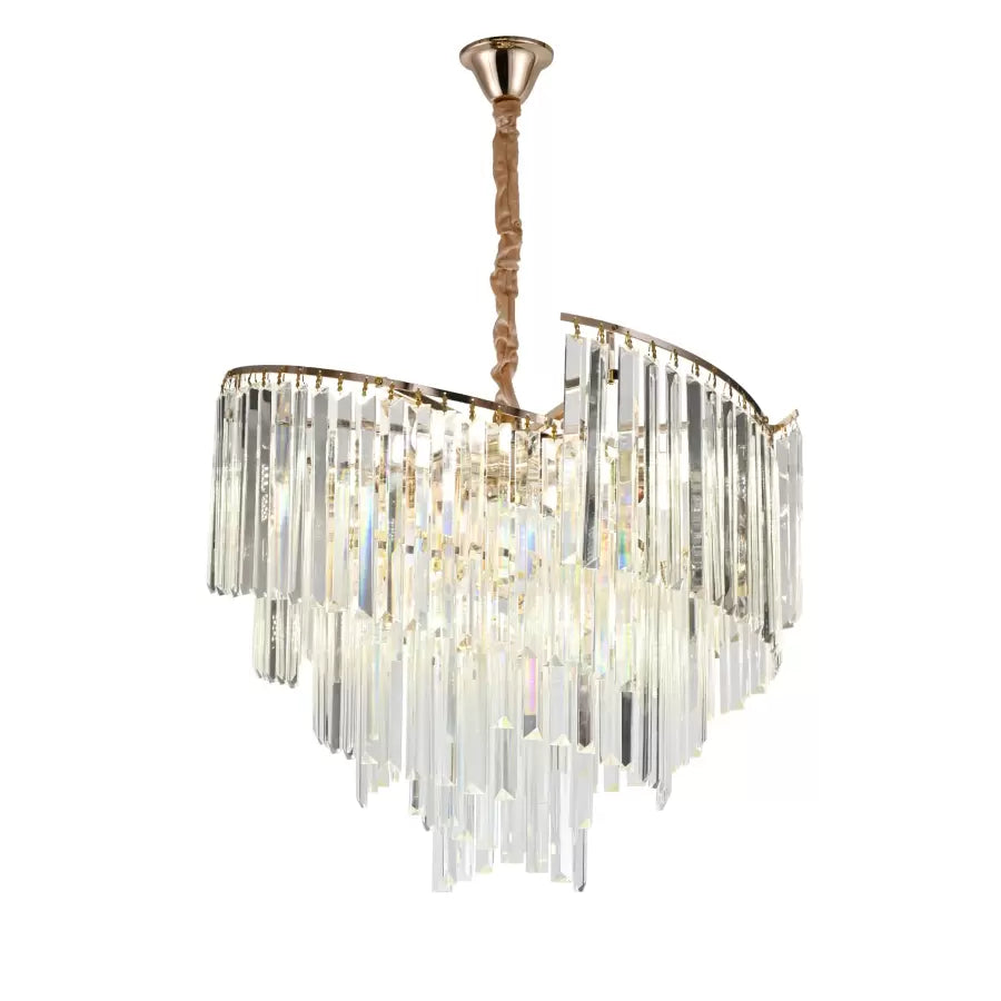 Kristály kandeláber TRIANON Magno 10x E27, átmérő 56 cm, fényes arany, állítható magasságú kristály kandeláber, alapértelmezett cím Alessandro Design