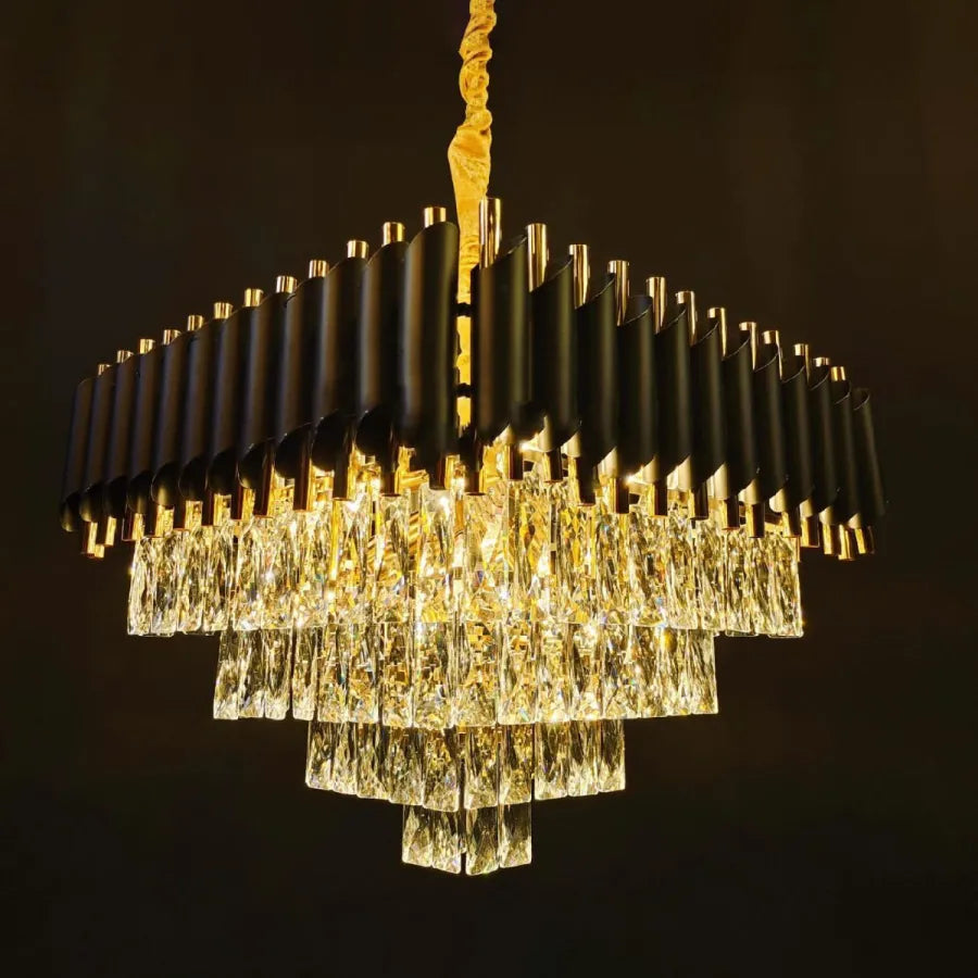 Kristály csillár VERSAILLES Eleganza 8x E14, 48 cm, fényes arany és fekete, állítható magasságú kristálycsillárok alapértelmezett cím Alessandro Design