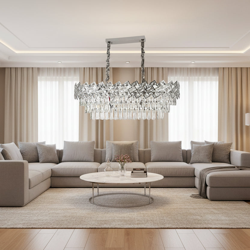 Kristálycsillár WINDSOR Regalis 10xE14, fényes króm, állítható magasságú kristálycsillár, alapértelmezett cím Alessandro Design