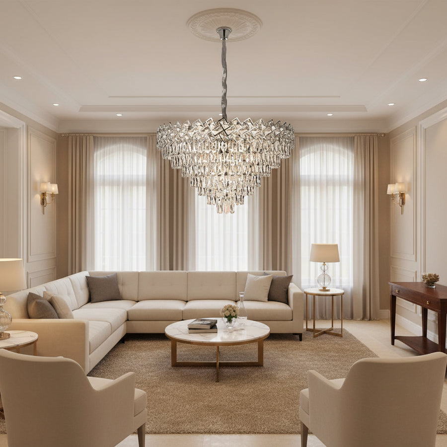 Crystal csillár WINDSOR Supremo 10xE14, átmérő 80 cm, fényes króm, állítható magasságú kristálycsillárok alapértelmezett cím Alessandro Design