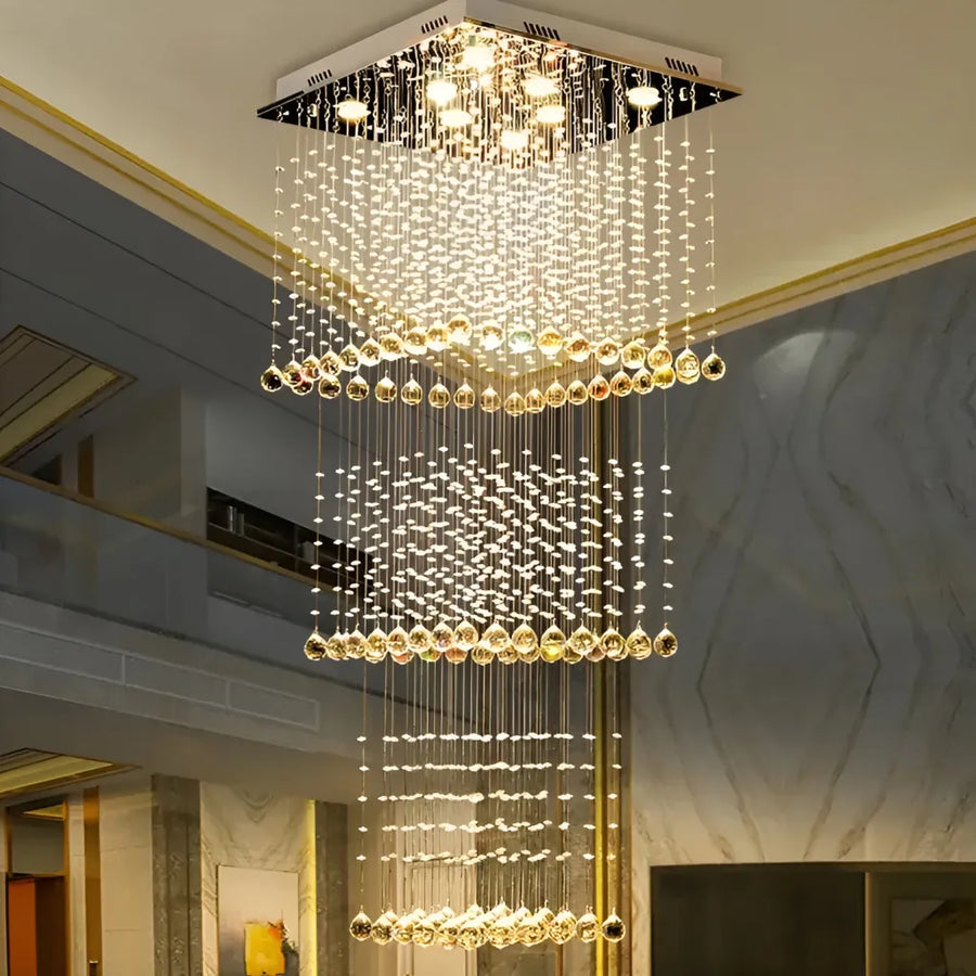 LED kristálycsillár 80W PALATINA Gold, átmérő 50cm, magasság 200cm, létramodell kristálycsillár alapértelmezett cím Alessandro Design
