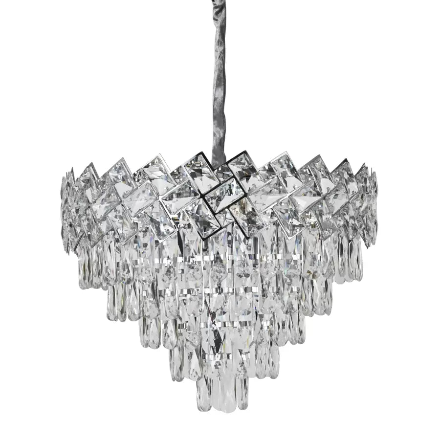 Kristály csillár WINDSOR Eleganza 8xE14, átmérő 39 cm, fényes króm, állítható magasságú kristálycsillárok, alapértelmezett cím Alessandro Design
