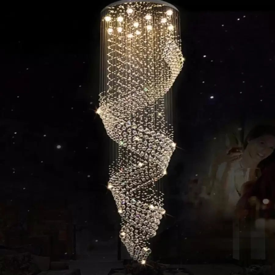 LED kristály kandeláber 13 xGU10 Meili Chrome, átmérő 80 cm, magasság 240 cm, létramodell Crystal kandeláber Alapértelmezett cím Alessandro Design