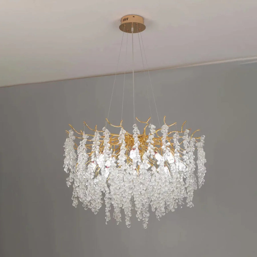WALTZ Cascade kristálycsillár, 6x G9, arany, 60 cm, állítható magasságú kristálycsillárok, alapértelmezett cím Alessandro Design