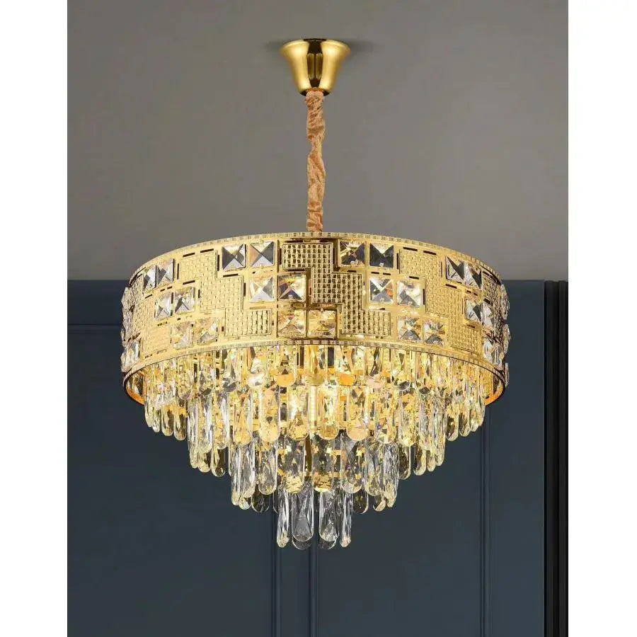 Kristály csillár NEUSCHWANSTEIN Elegance 7xE14, átmérő 49 cm, arany, állítható magasságú kristálycsillárok alapértelmezett cím Alessandro Design