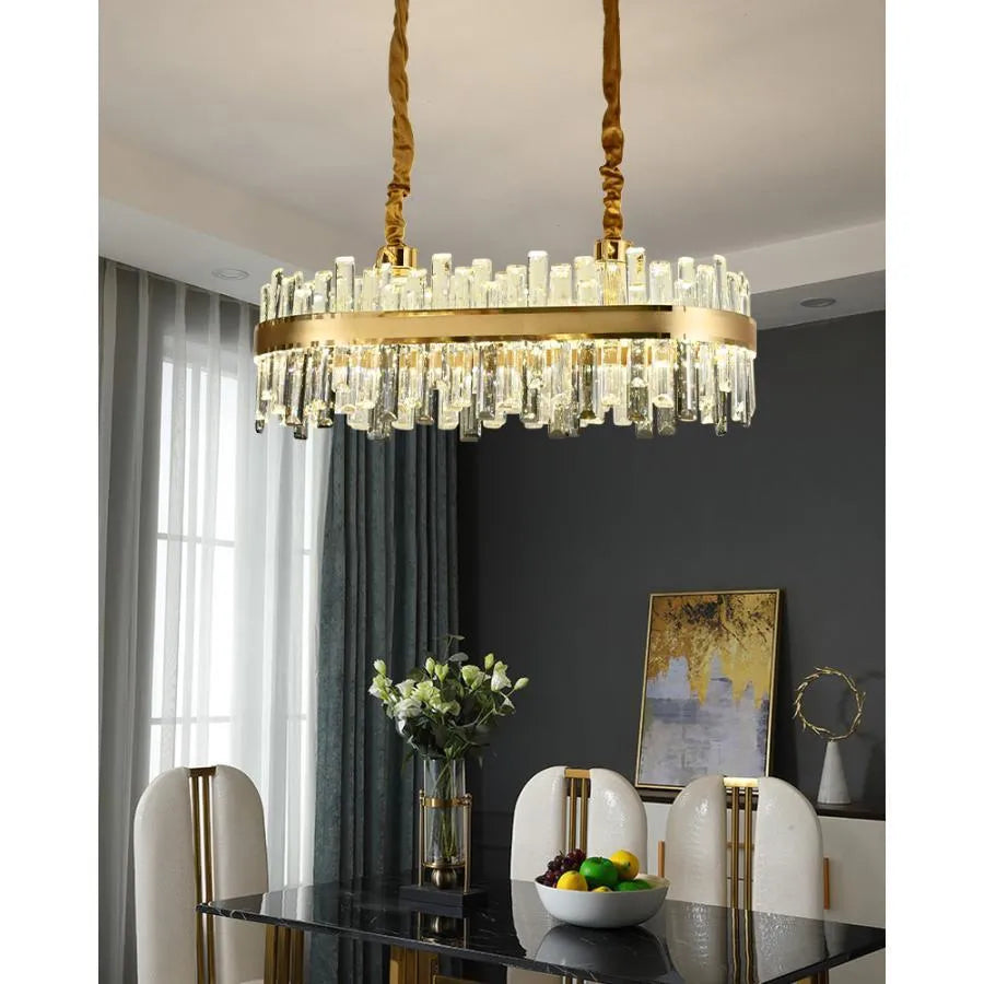 Achim LED csillár távirányítóval, 200 W, átmérő 80 cm, arany, szabályozható kristály kandeláber Alapértelmezett cím Alessandro Design