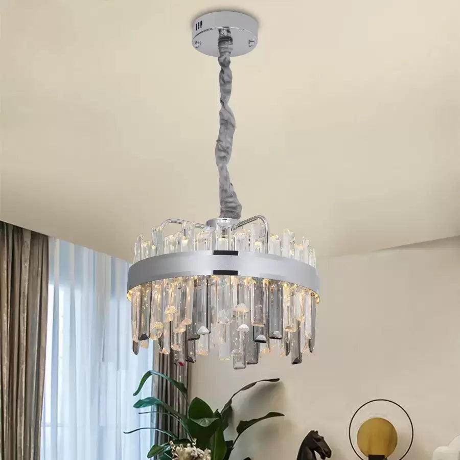 Kristály LED-csillár távirányítóval, Miguel 92W-os, szabályozható ezüst kristálycsillárral, alapértelmezett cím Alessandro Design
