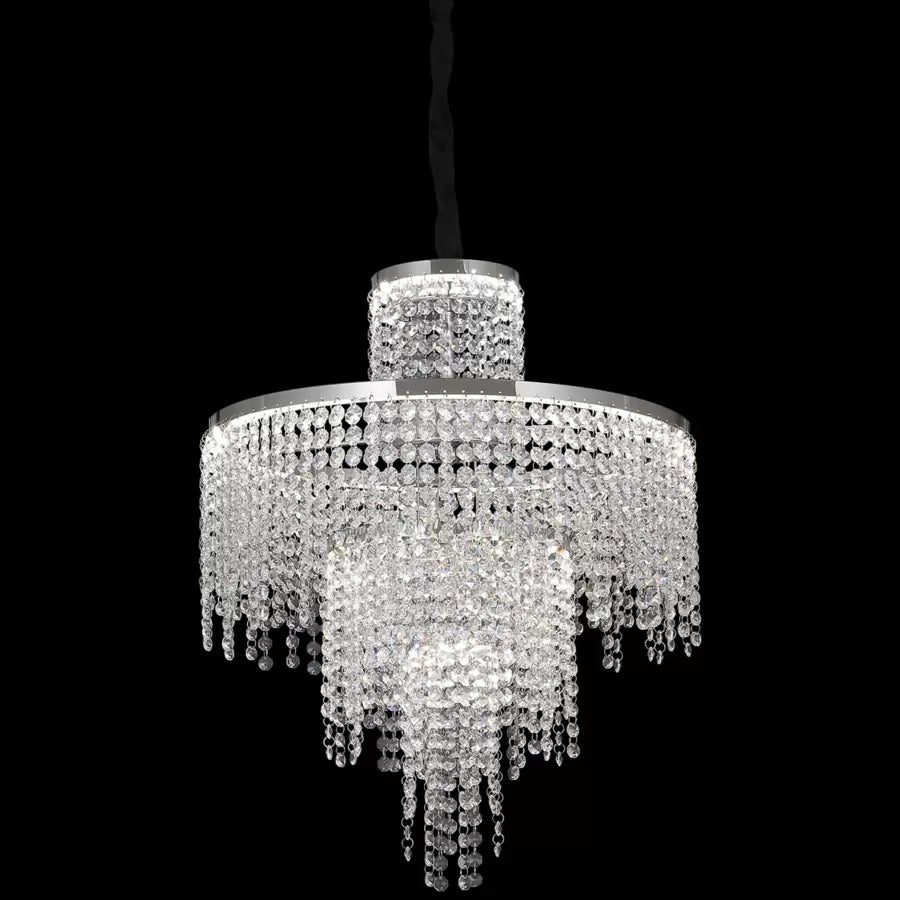 Crystal LED csillár távirányítóval Oscar 59W fényerőszabályozható ezüst modern csillárok alapértelmezett cím Alessandro Design