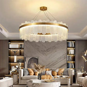 LED csillár Alvaro távirányítóval, 128W, szabályozható, arany gyertyatartó Cristal alapértelmezett cím Alessandro Design