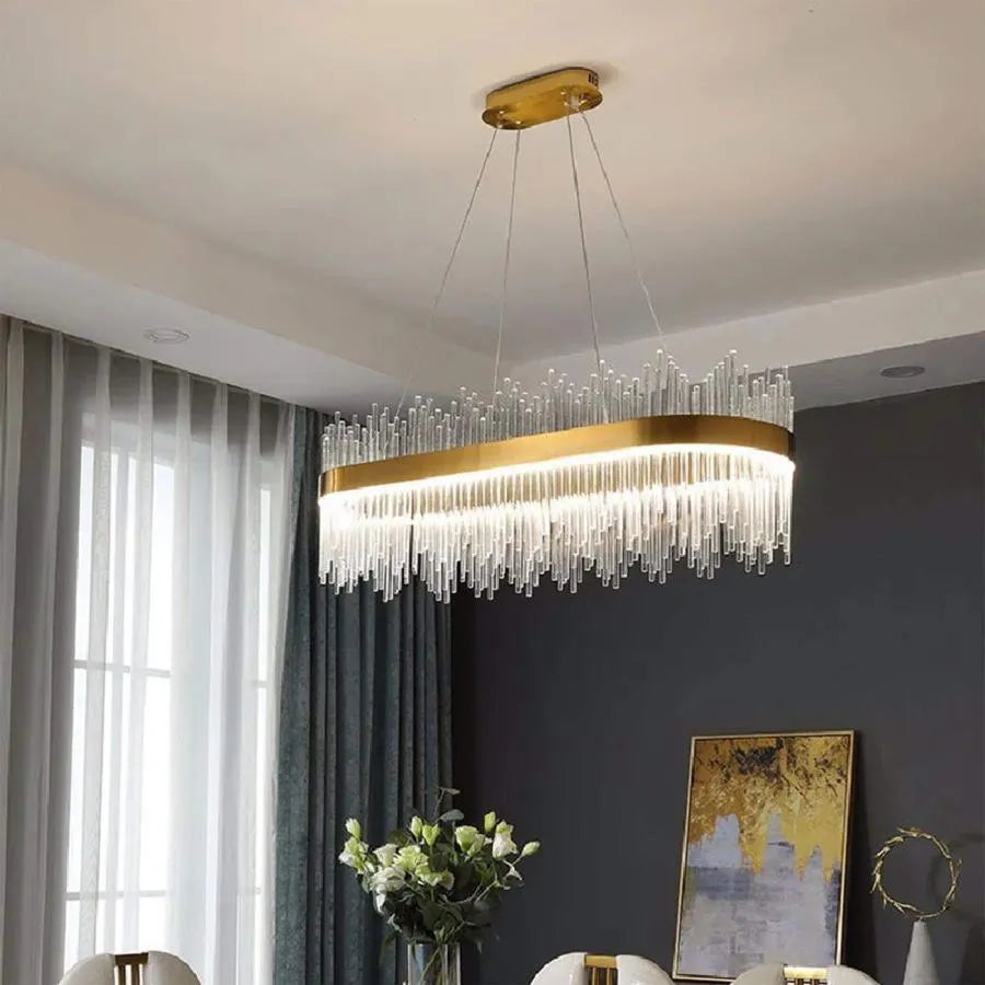 Függesztett LED-csillár távirányítóval, SIMONE 105W, Lineáris, Hideg/Meleg/Semleges fény, Szabályozható, Fényes arany, Állítható magasságú LED-csillár Alapértelmezett cím Alessandro Design