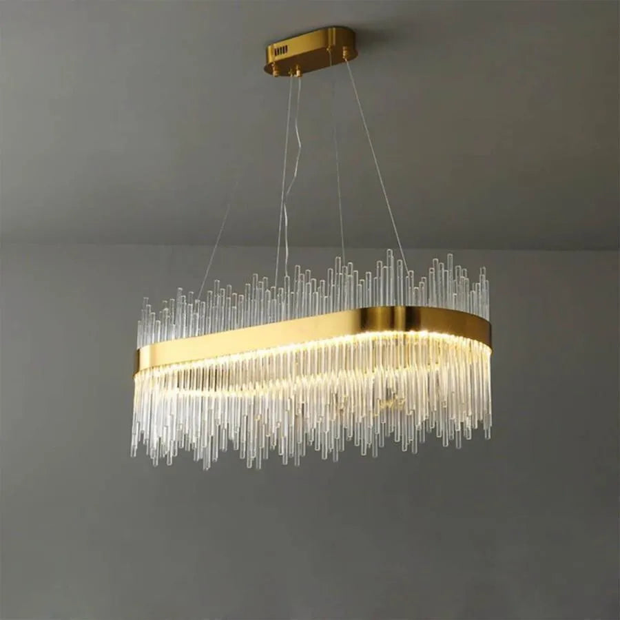 Függesztett LED-csillár távirányítóval, SIMONE 105W, Lineáris, Hideg/Meleg/Semleges fény, Szabályozható, Fényes arany, Állítható magasságú LED-csillár Alapértelmezett cím Alessandro Design