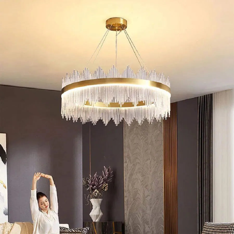LED csillár távirányítóval Lazaro 63W fényerőszabályozható arany kristály kandeláber, alapértelmezett cím Alessandro Design