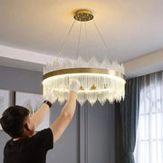 LED csillár távirányítóval Lazaro 63W fényerőszabályozható arany kristály kandeláber, alapértelmezett cím Alessandro Design