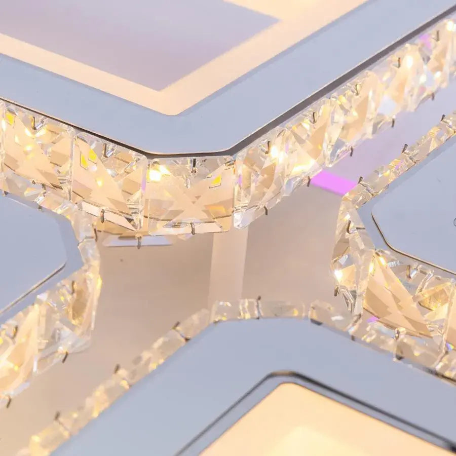 LED csillár távirányítóval és kristály LEILA 175W, 8 négyzet, hideg/meleg/semleges fény, szabályozható, fényes fehér króm LED csillárok távirányítóval Alapértelmezett cím Alessandro Design