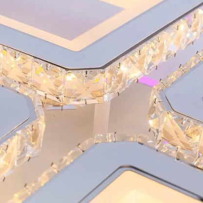 LED csillár távirányítóval és kristály LEILA 175W, 8 négyzet, hideg/meleg/semleges fény, szabályozható, fényes fehér króm LED csillárok távirányítóval Alapértelmezett cím Alessandro Design