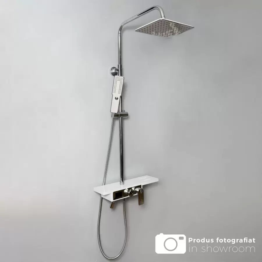 Zuhanyoszlop, LCD kijelző, rozsdamentes acél, fehér/ezüst, SJG/009 csaptelepek és zuhanyoszlopok Alapértelmezett cím Alessandro Design