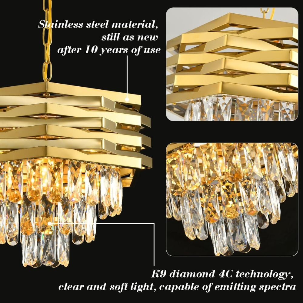 Candelabru Cristal HEXA Ø30cm 3xE14 Auriu Inaltime Reglabila Candelabre Cristal Default Title Alessandro Design