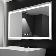 Négyszögletű LED-es tükör, 120x70 cm, Marcello sugárzó MotionGlow érzékelő, páramentesítő rendszer, óra és hőmérő, szabályozható Marcello tükrök alapértelmezett cím Alessandro Design