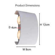 Fantas kültéri és beltéri LED fali lámpa, 4 forrás x 1W, IP65, fémes, fehér, 3000K kültéri fali lámpák alapértelmezett cím Alessandro Design