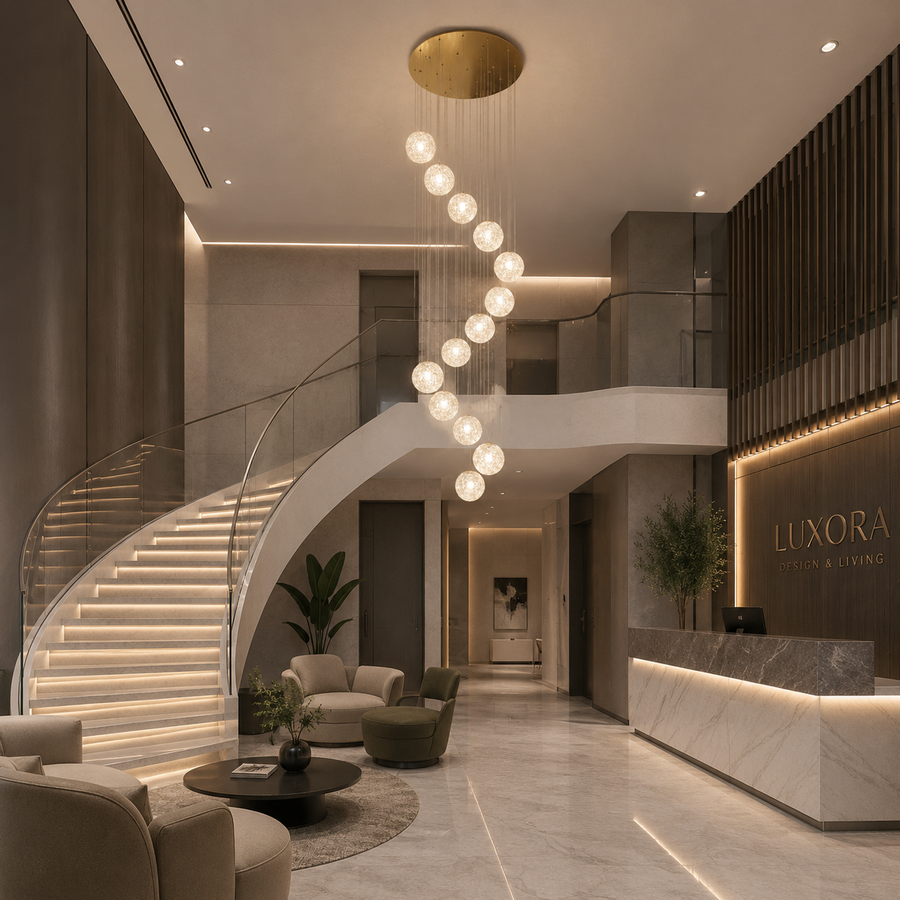 Candelabru Cristal MILLE, 13xG9 , Diametru 60cm x Inaltime 180cm, Cristal si Metal, Auriu