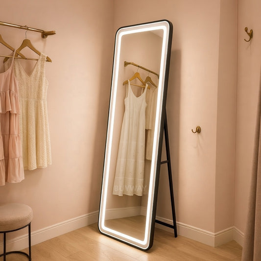 Oglinda LED Rectangulara, Rama Neagra, 50x160cm, Dimabila, Lumina Rece/Calda/Neutra, Dressing Couture Oglinzi Dressing Default Title Alessandro Design