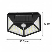 Napelemes lámpa mozgásérzékelővel, 100 LED, IP.65, fekete Kültéri fali lámpák Alapértelmezett cím Alessandro Design