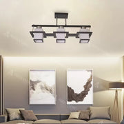 Lustra Clasica Aramis cu Lemn Abajur Patrat 3x E27 Gri Negru Lustre Clasice Default Title Alessandro Design