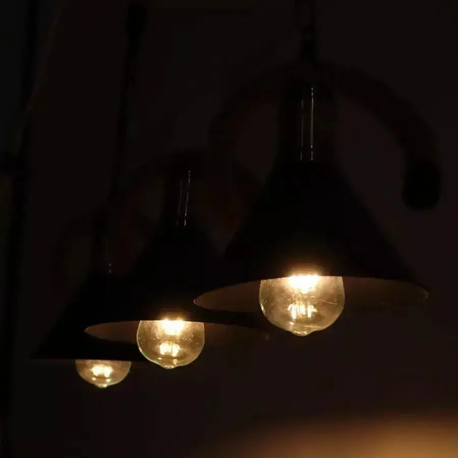 Kötélcsillár 3xE27, barna, fém és szál vintage csillárok alapértelmezett cím Alessandro Design