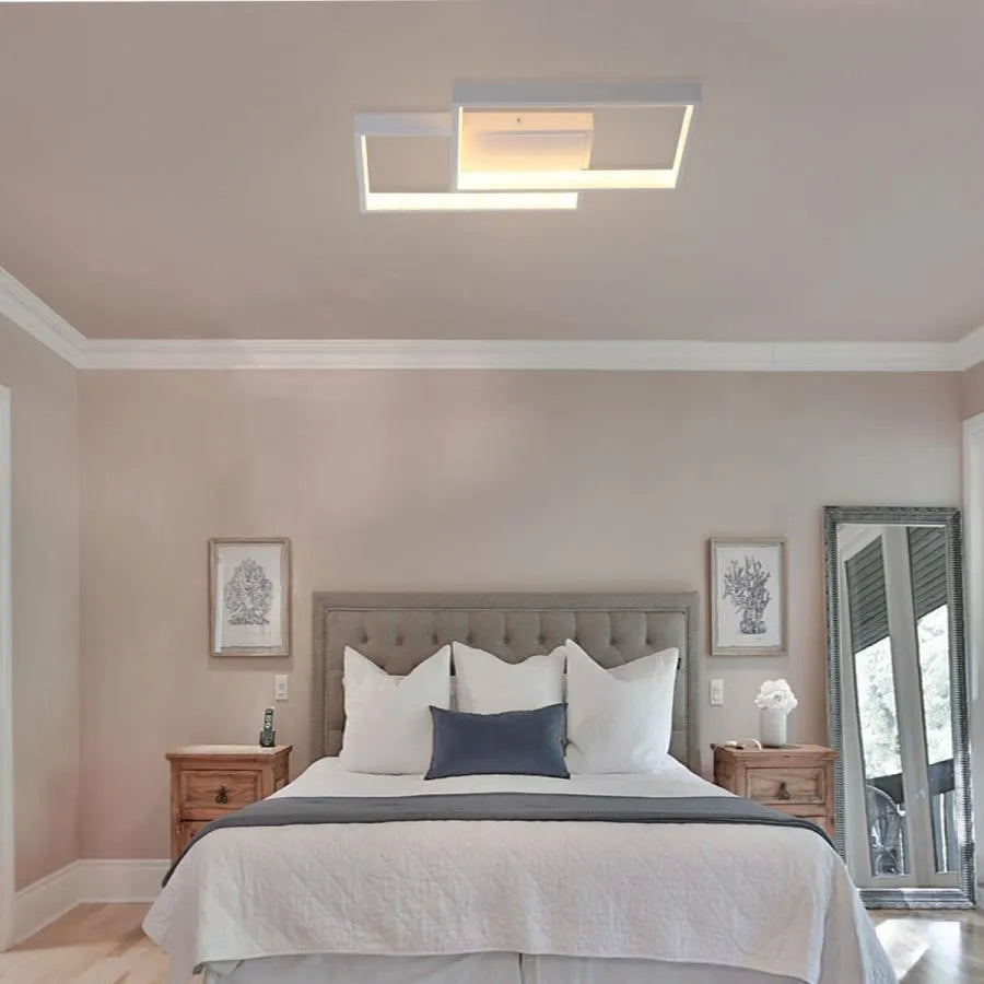 LED csillár távirányítóval LANDYN 37W, 2 négyzet, hideg/meleg/semleges fény, szabályozható, fehér LED-es csillár távirányítóval Alapértelmezett cím Alessandro Design