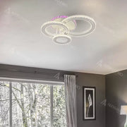 LED csillár távirányítóval és kristály LEOCADIA RGB 134W, 3 kör, hideg/meleg/semleges fény, szabályozható, fehér kristály LED csillár Alapértelmezett cím Alessandro Design