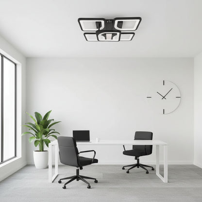 LED-es csillár távirányítóval ZOE 65W, 5 négyzet, hideg/meleg/semleges fény, szabályozható, fekete LED-es csillárok távirányítóval Alapértelmezett cím Alessandro Design