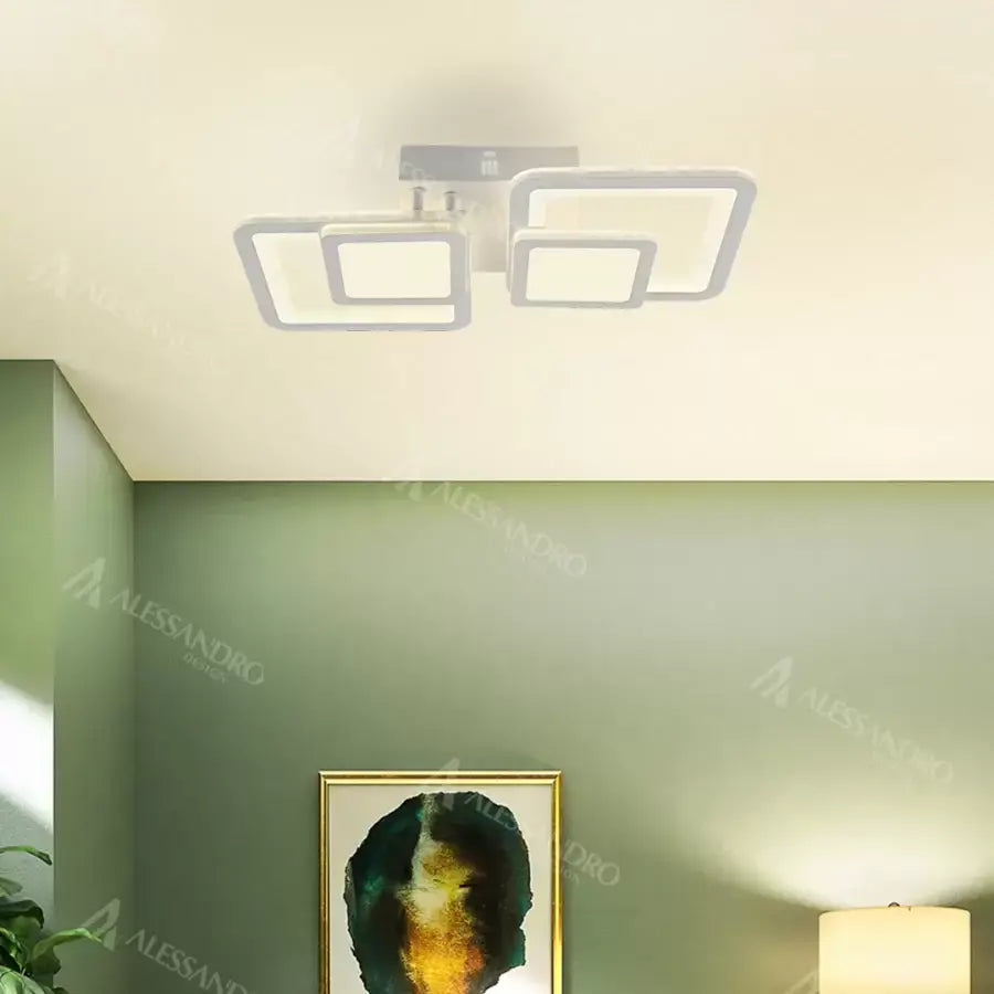 LED-es csillár távirányítóval BALANS 44W, 2 négyzet, hideg/meleg/semleges fény, szabályozható, fehér LED-es csillár távirányítóval Alapértelmezett cím Alessandro Design