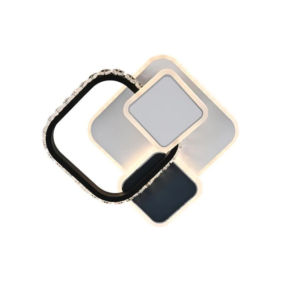 Kristály LED-csillár GELLA 48W, Négyzet, Hideg/Meleg/Semleges fény, Fekete-fehér LED-csillár Alapértelmezett cím Alessandro Design