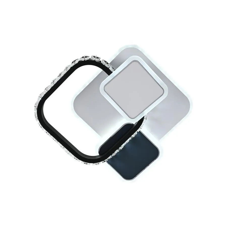 Kristály LED-csillár GELLA 48W, Négyzet, Hideg/Meleg/Semleges fény, Fekete-fehér LED-csillár Alapértelmezett cím Alessandro Design