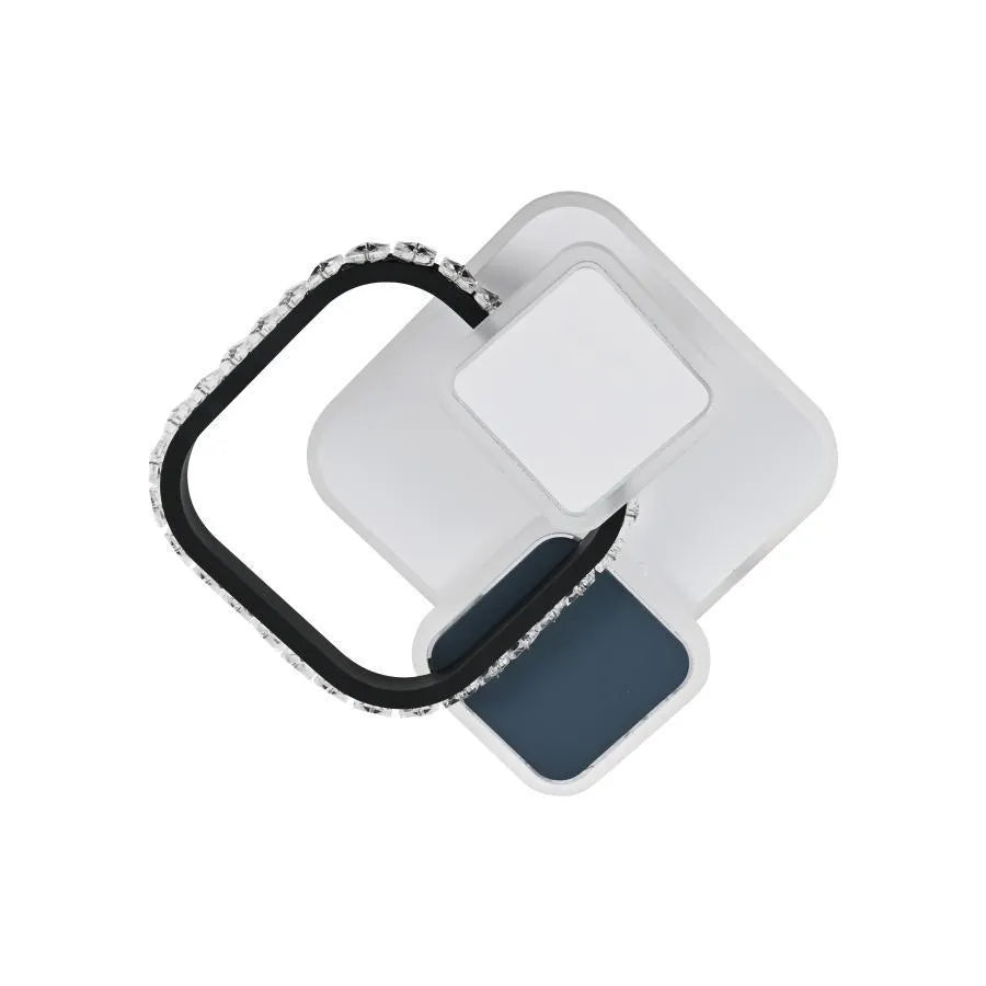 Kristály LED-csillár GELLA 48W, Négyzet, Hideg/Meleg/Semleges fény, Fekete-fehér LED-csillár Alapértelmezett cím Alessandro Design