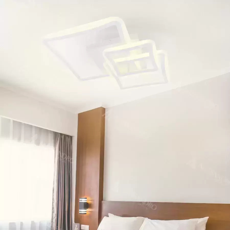 LED csillár távirányítóval FARYDA 120W, 3 négyzet, hideg/meleg/semleges fény, szabályozható, fehér